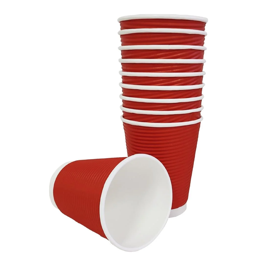 Fiesta Recyclable Coffee Cups Ripple Wall Red 340ml / 12oz (Pack of 25) - Image 5