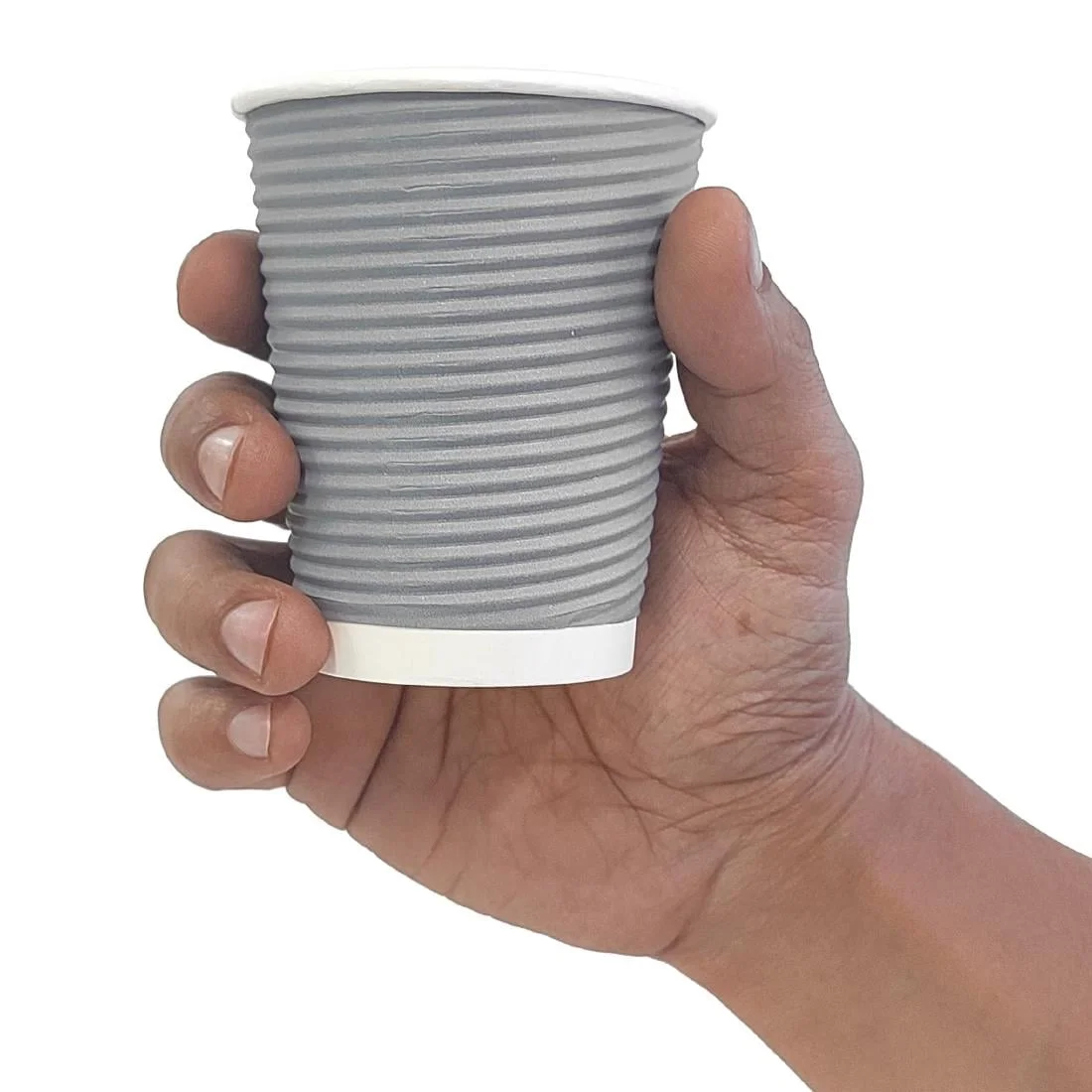 Fiesta Recyclable Coffee Cups Ripple Wall Charcoal 225ml / 8oz (Pack of 500) - Image 4
