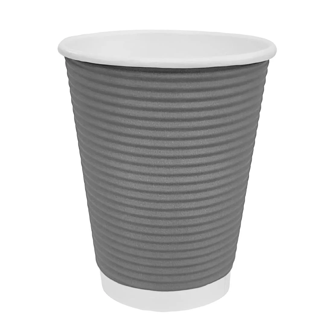 Fiesta Recyclable Coffee Cups Ripple Wall Charcoal 225ml / 8oz (Pack of 25)