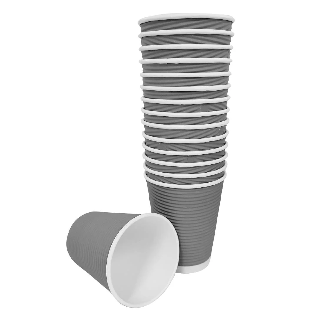 Fiesta Recyclable Coffee Cups Ripple Wall Charcoal 340ml / 12oz (Pack of 25) - Image 6
