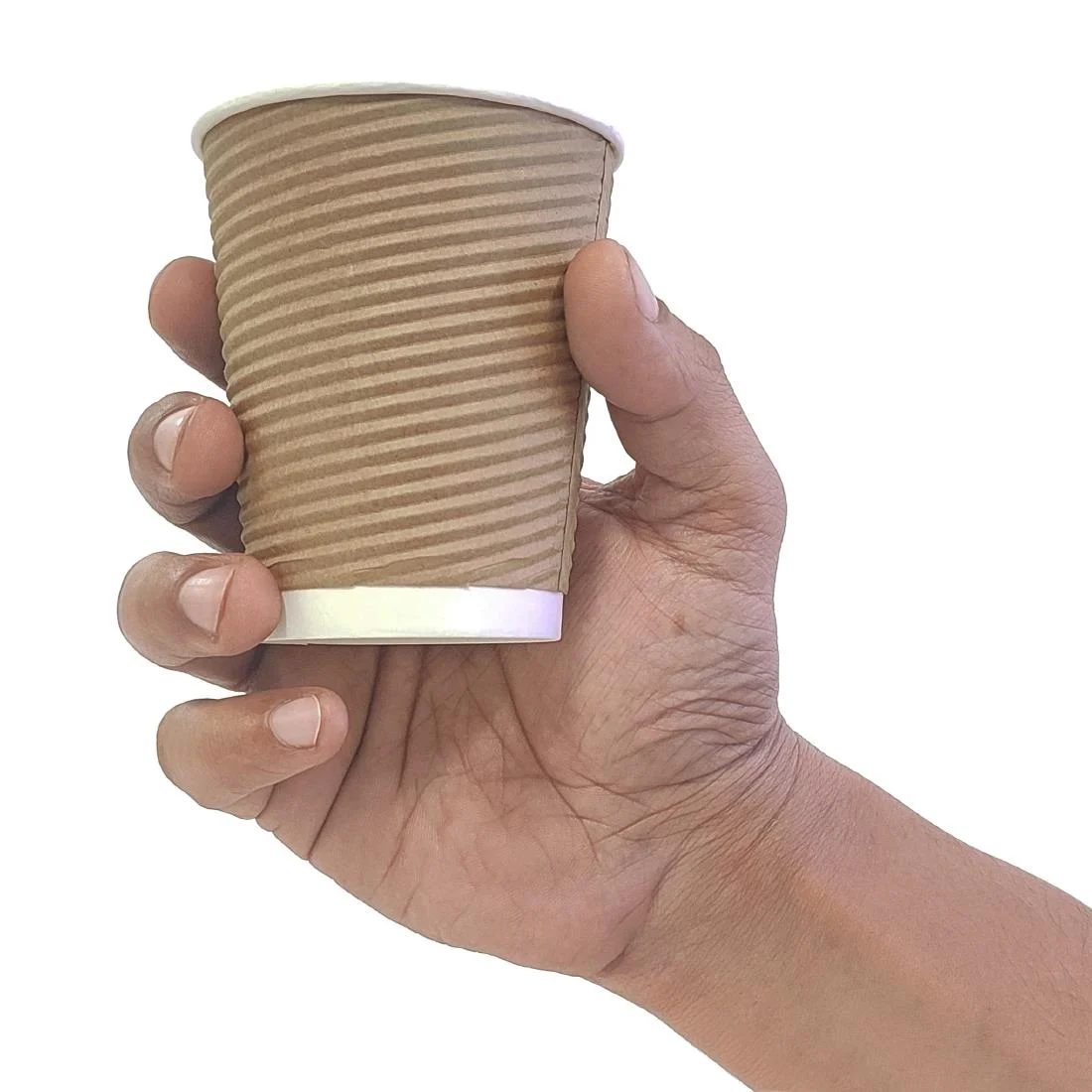 Fiesta Recyclable Coffee Cups Ripple Wall Kraft 225ml / 8oz (Pack of 500) - Image 3