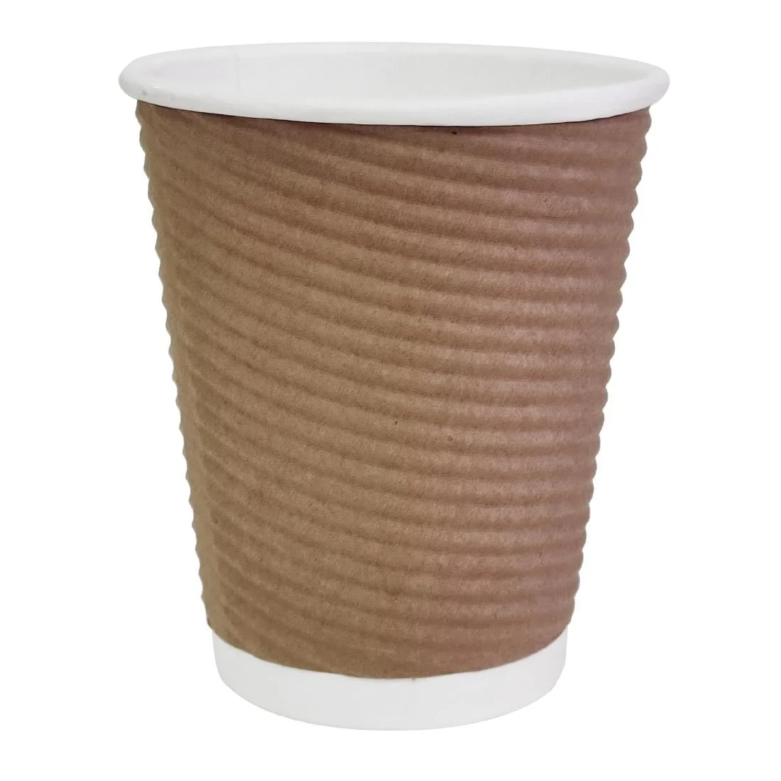 Fiesta Recyclable Coffee Cups Ripple Wall Kraft 225ml / 8oz (Pack of 25)