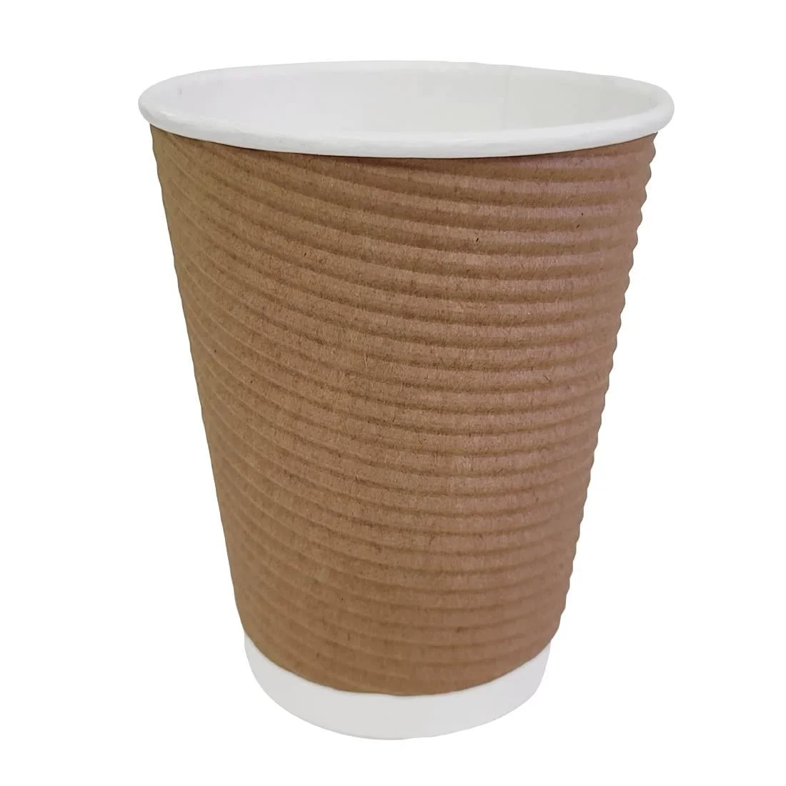 Fiesta Recyclable Coffee Cups Ripple Wall Kraft 340ml / 12oz (Pack of 25)