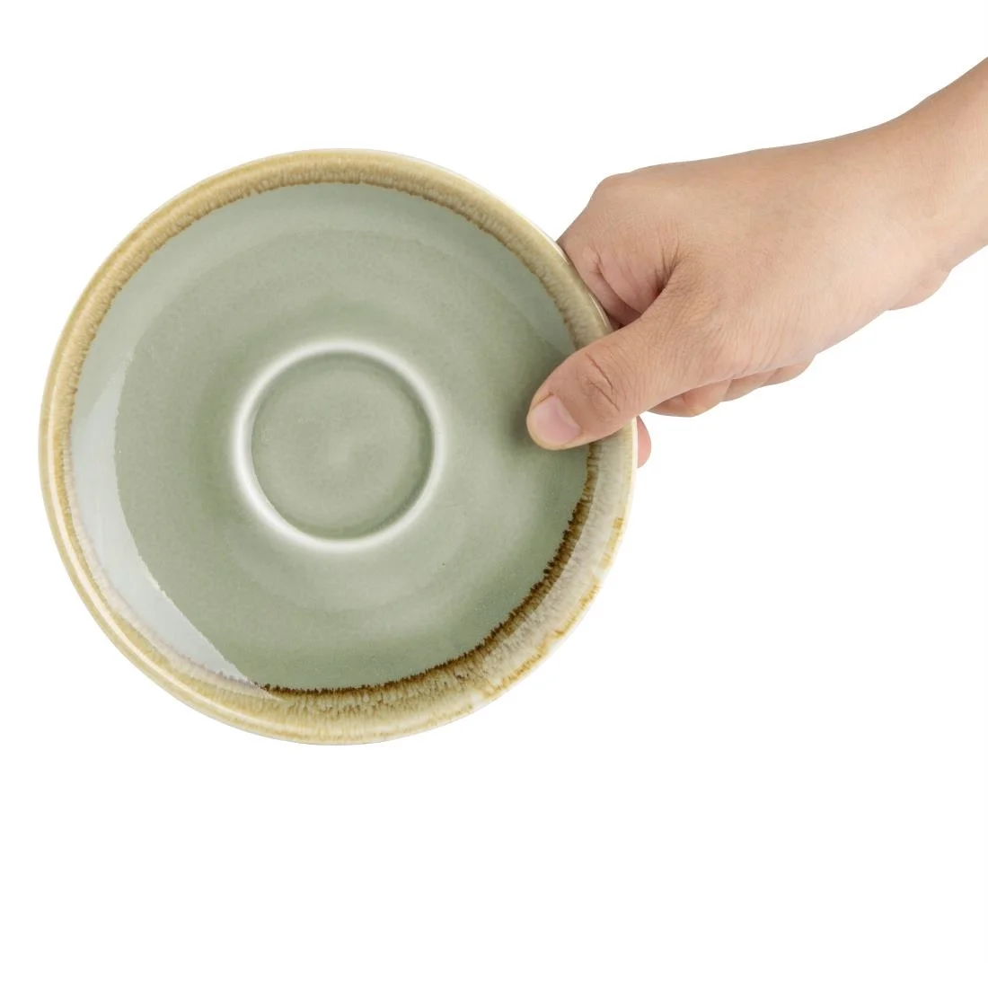 Olympia Kiln Cappuccino Saucer Moss 140mm - Image 4