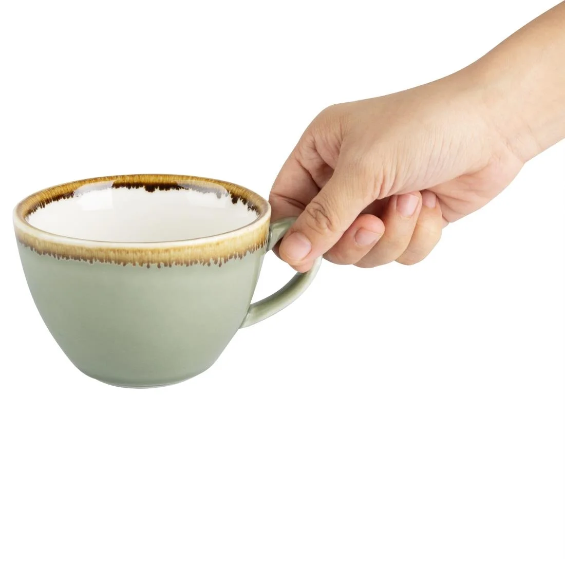 Olympia Kiln Cappuccino Cup Moss 340ml - Image 4