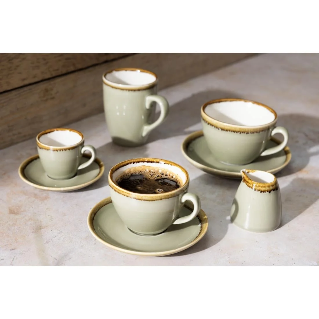 Olympia Kiln Cappuccino Saucer Moss 160mm - Image 3