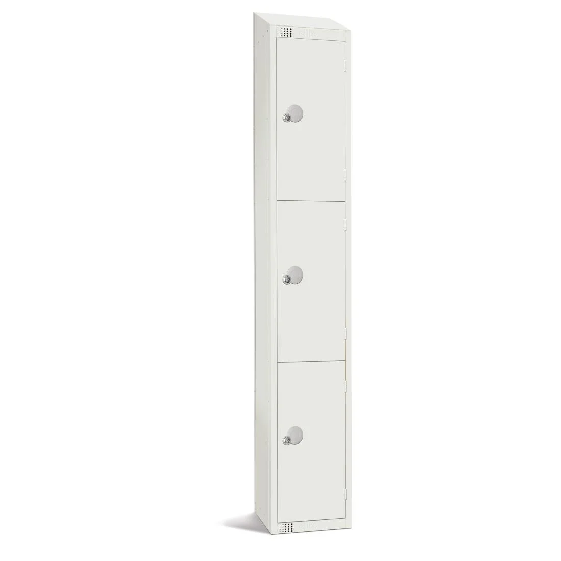 Elite Three Door Padlock Locker with Sloping Top White