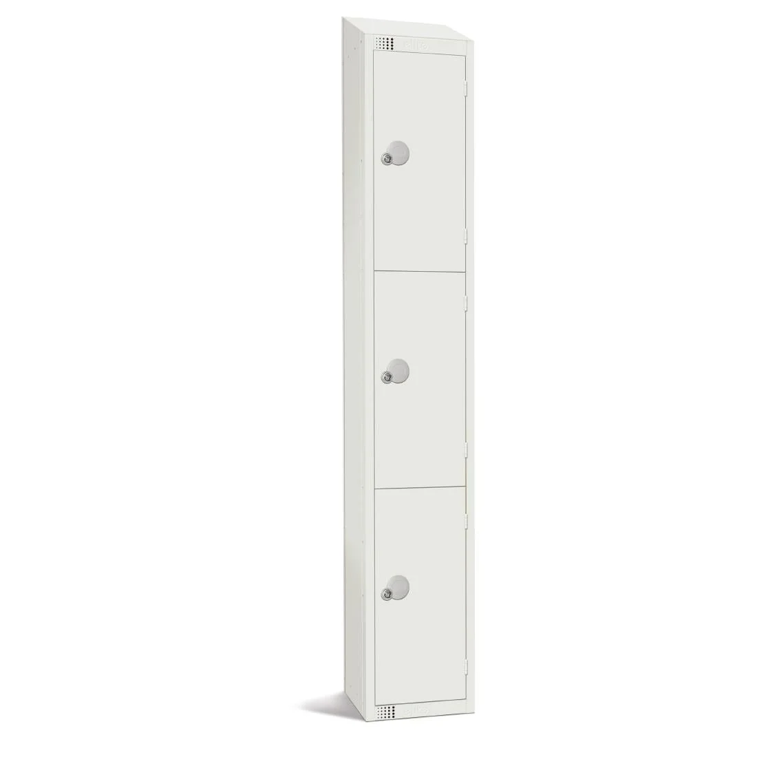 Elite Three Door Padlock Locker with Sloping Top White - Image 2