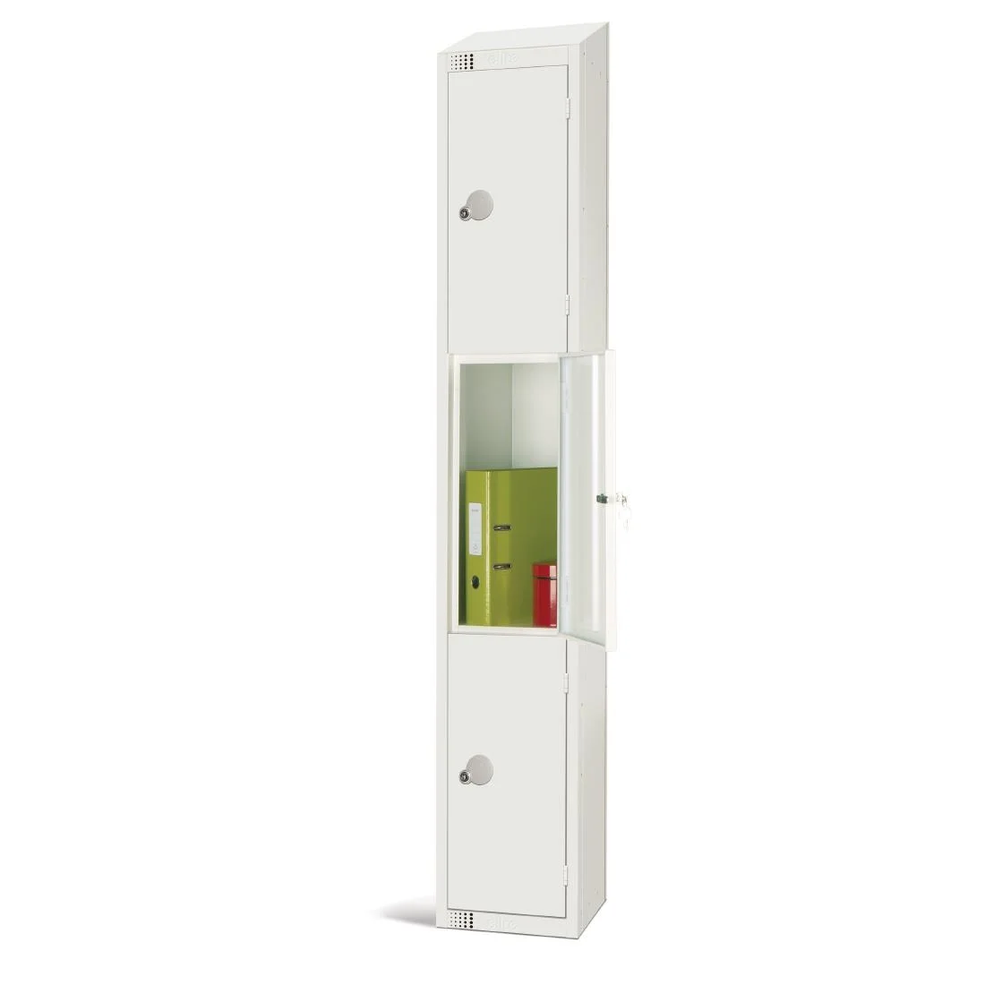 Elite Three Door Manual Combination Locker Locker White with Sloping Top - Image 2