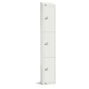 Elite Three Door Padlock Locker with Sloping Top White