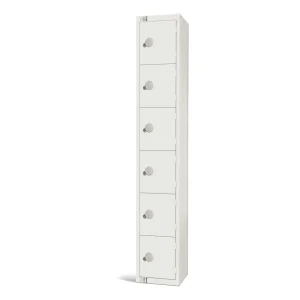 Elite Six Door Camlock Locker White