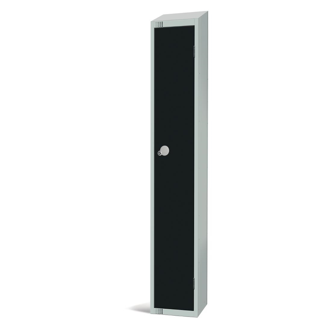 Elite Single Door Camlock Locker with Sloping Top Black