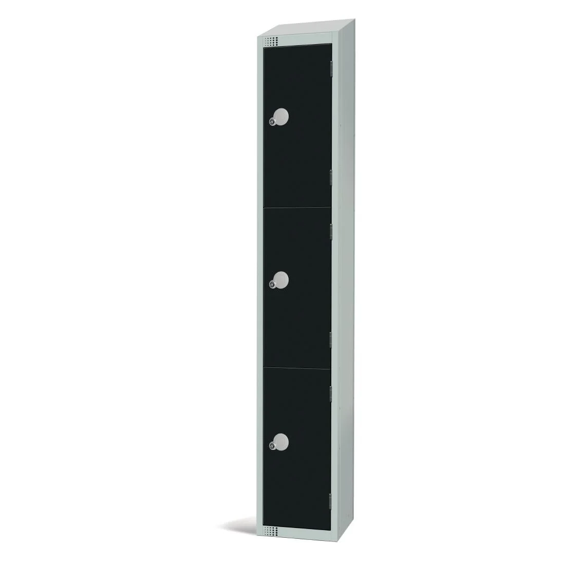Elite Three Door Coin Return Locker with Sloping Top Black - Image 3