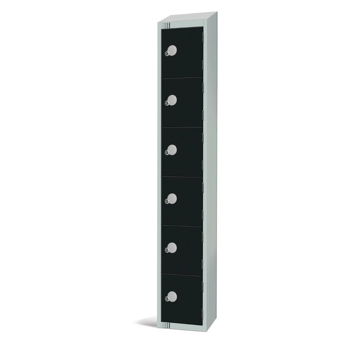 Elite Six Door Coin Return Locker with Sloping Top Black