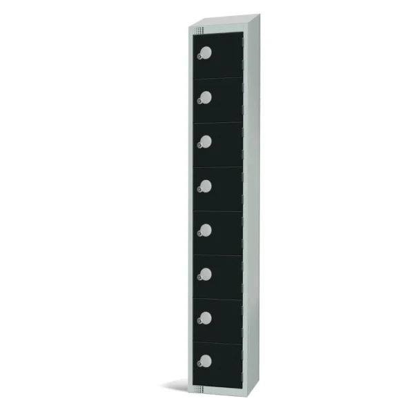 Elite Eight Door Camlock Locker with Sloping Top Black