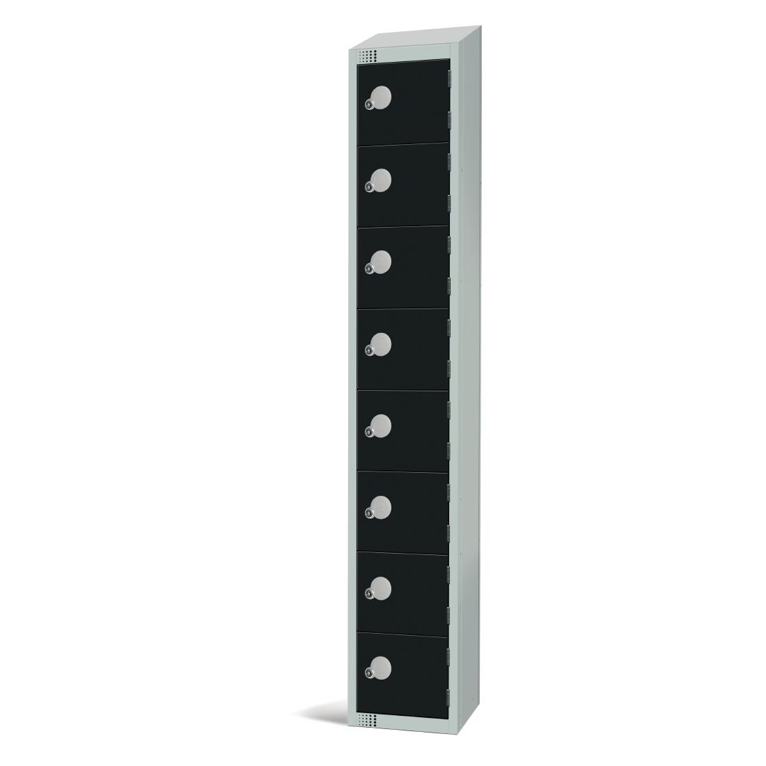 Elite Eight Door Padlock Locker with Sloping Top Black