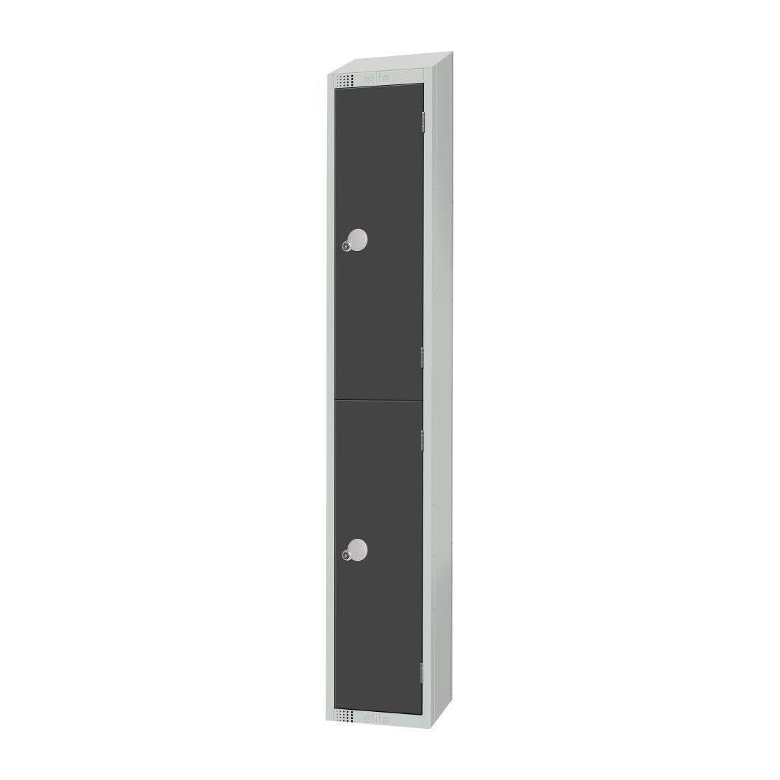 Elite Double Door Coin Return Locker with Sloping Top Graphite Grey
