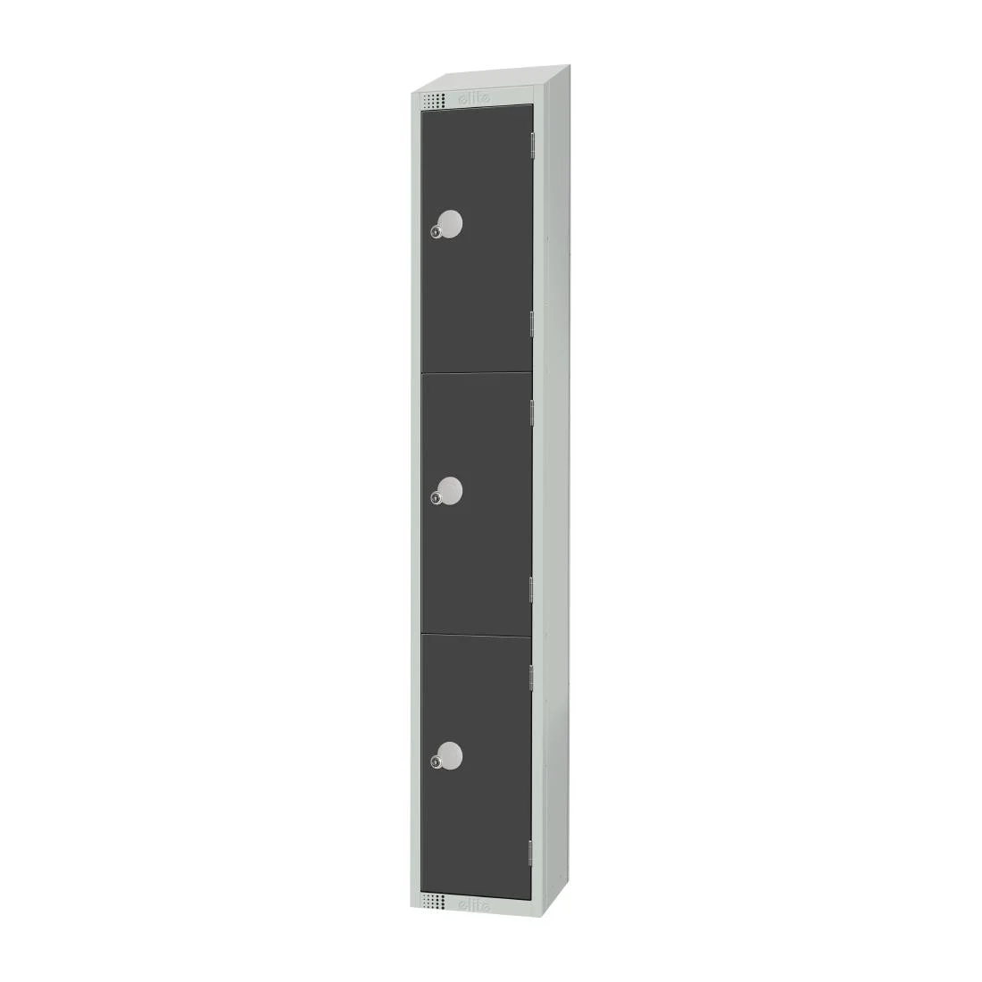 Elite Three Door Coin Return Locker with Sloping Top Graphite Grey - Image 3