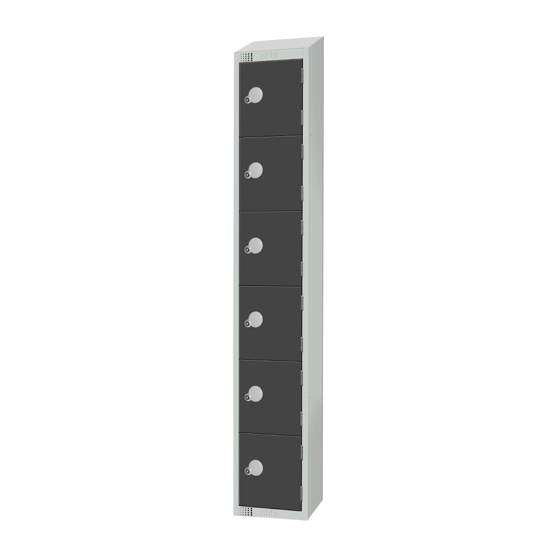 Elite Six Door Padlock Locker with Sloping Top Graphite Grey