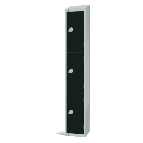 Elite Three Door Electronic Combination Locker with Sloping Top Black