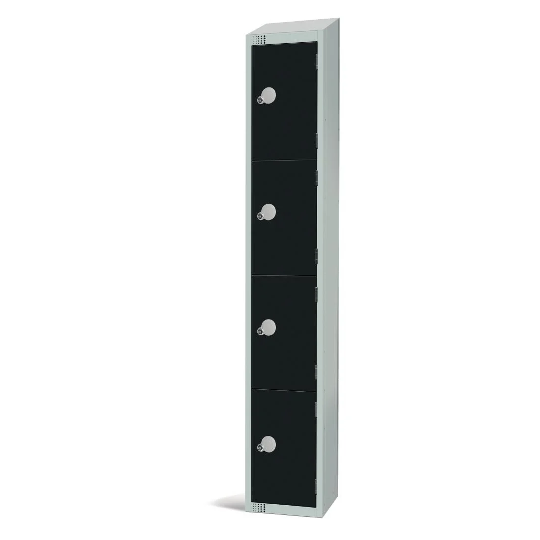 Elite Four Door Coin Return Locker with Sloping Top Black