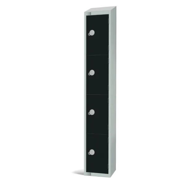 Elite Four Door Padlock Locker Black with Sloping Top