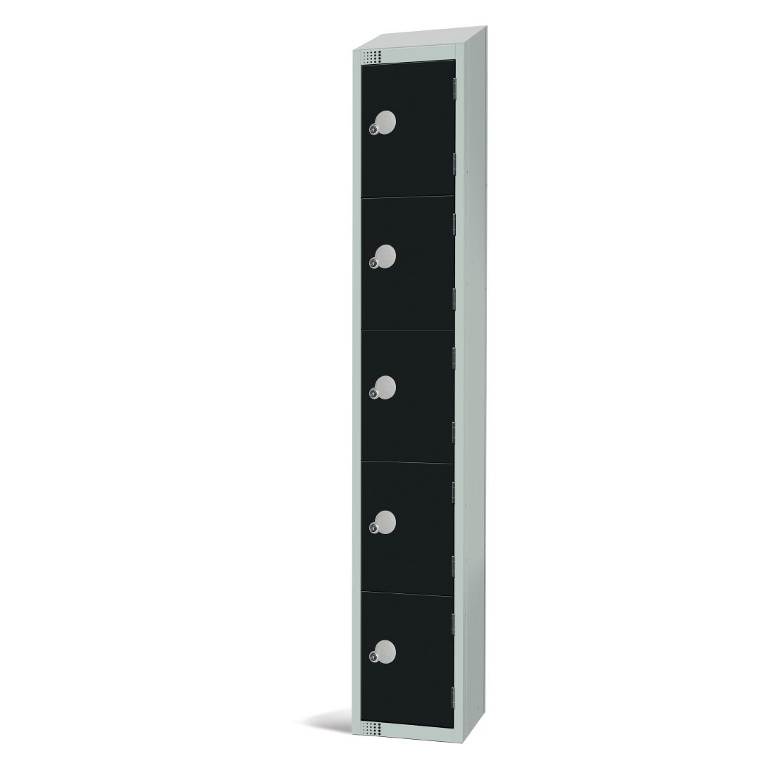 Elite Five Door Camlock Locker with Sloping Top Black