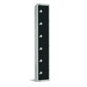 Elite Six Door Coin Return Locker Black