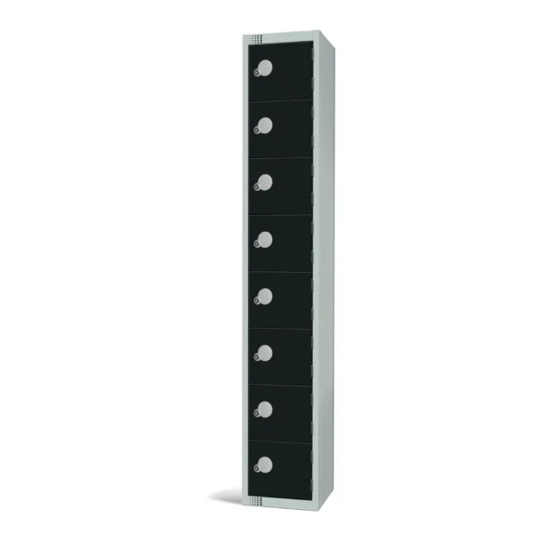 Elite Eight Door Coin Return Locker Black