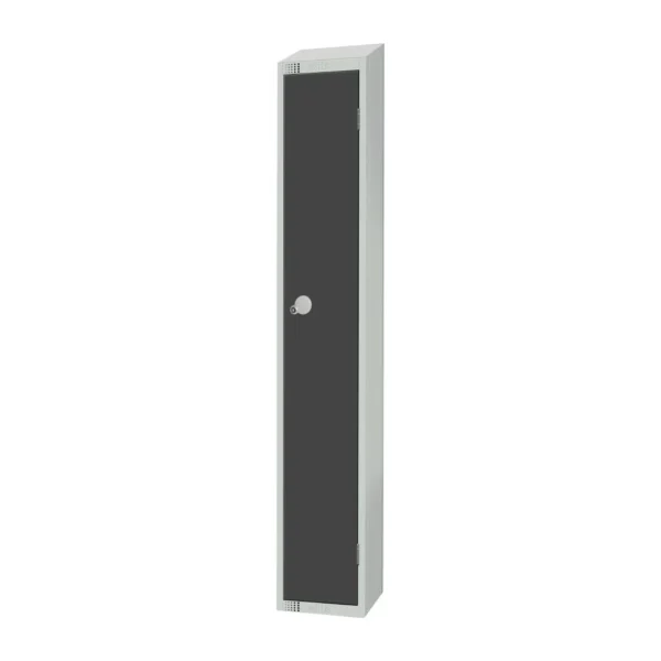 Elite Single Door Camlock Locker Graphite Grey with Sloping Top