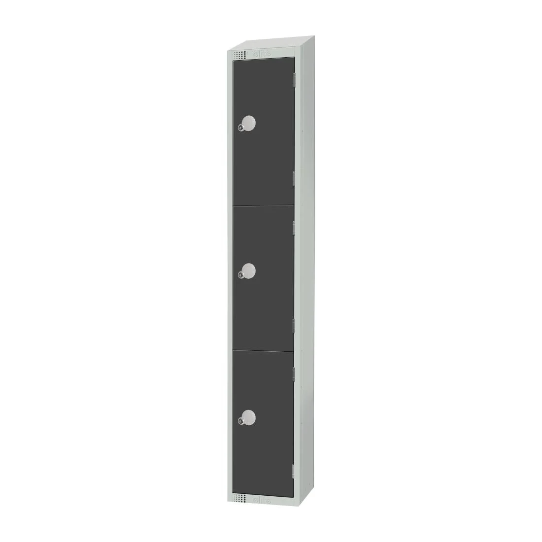 Elite Three Door Coin Return Locker with Sloping Top Graphite Grey