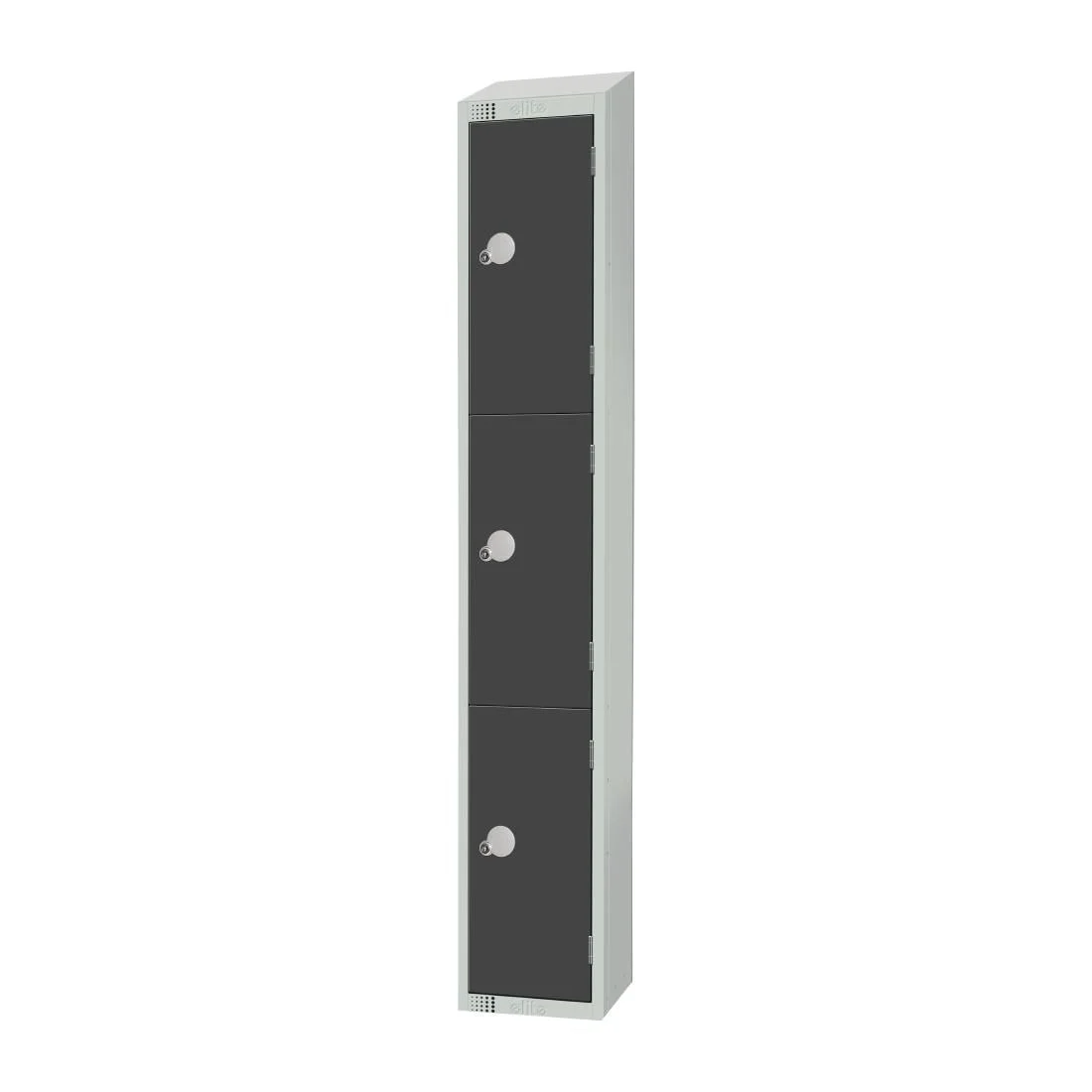 Elite Three Door Coin Return Locker with Sloping Top Graphite Grey - Image 3