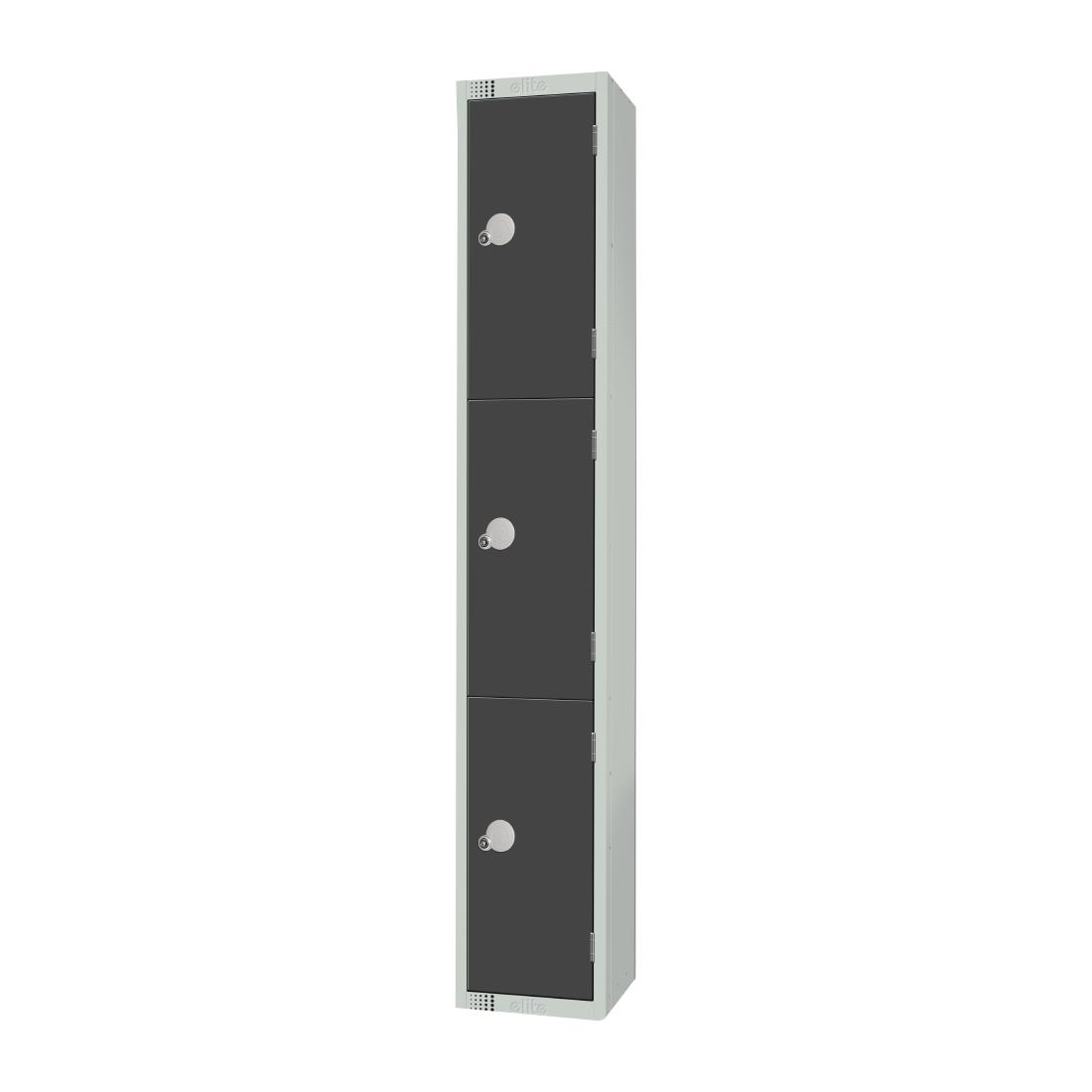 Elite Three Door Padlock Locker Graphite Grey