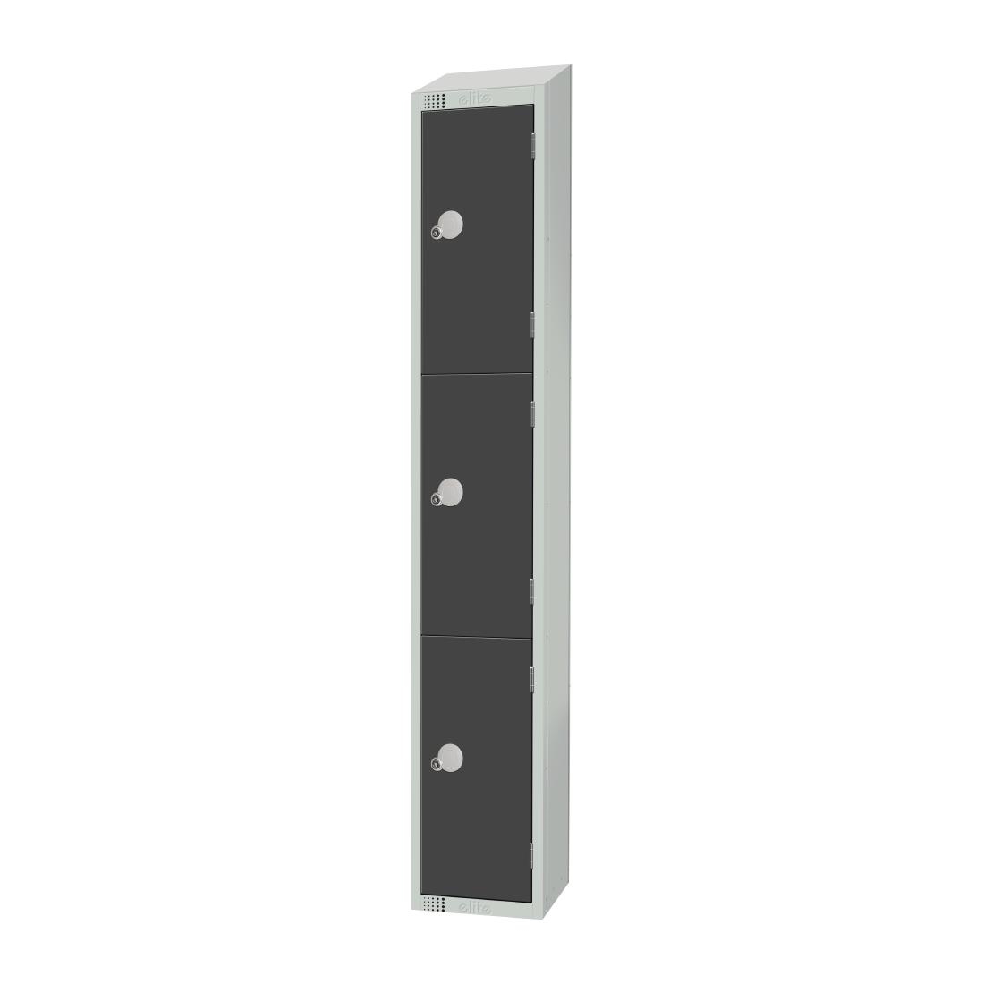 Elite Three Door Padlock Locker Graphite Grey with Sloping Top
