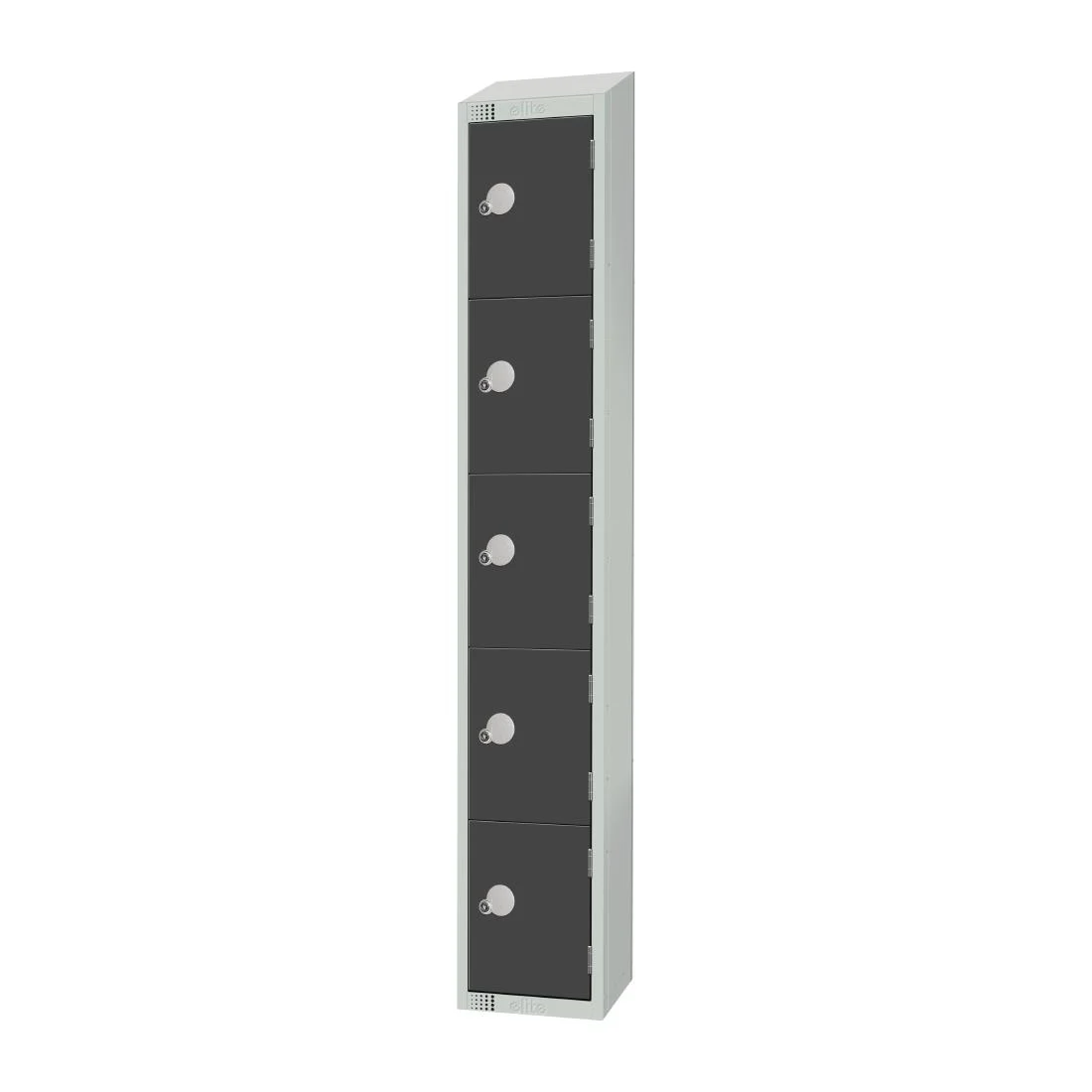 Elite Five Door Camlock Locker with Sloping Top Graphite Grey