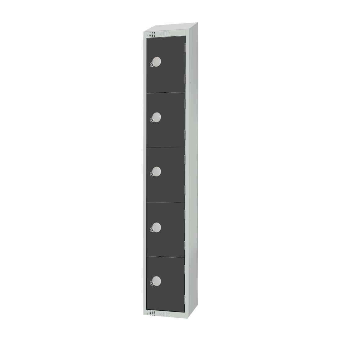 Elite Five Door Padlock Locker Graphite Grey with Sloping Top