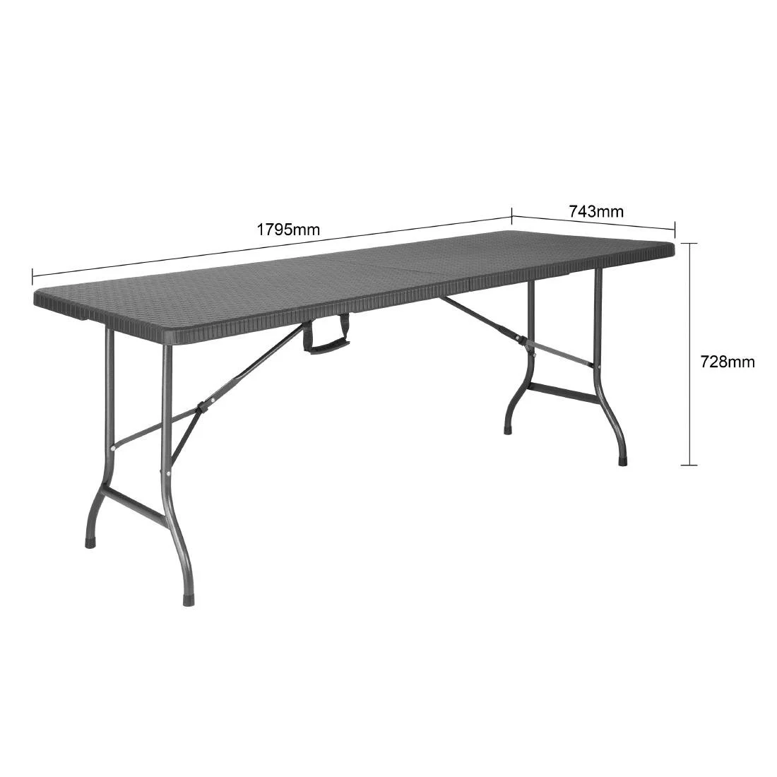 Bolero Rattan Rectangular Centre Folding Table Black 6ft - Image 5