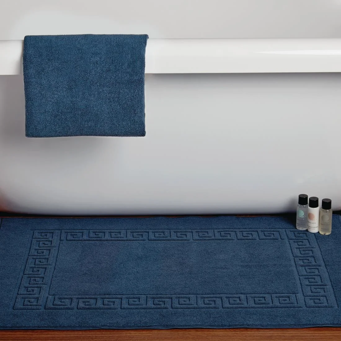 Mitre Essentials Nova Bath Mat Navy - Image 3