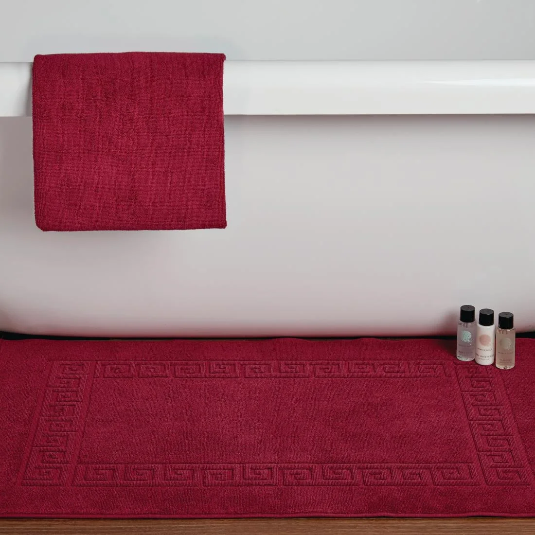 Mitre Essentials Nova Bath Mat Wine - Image 2