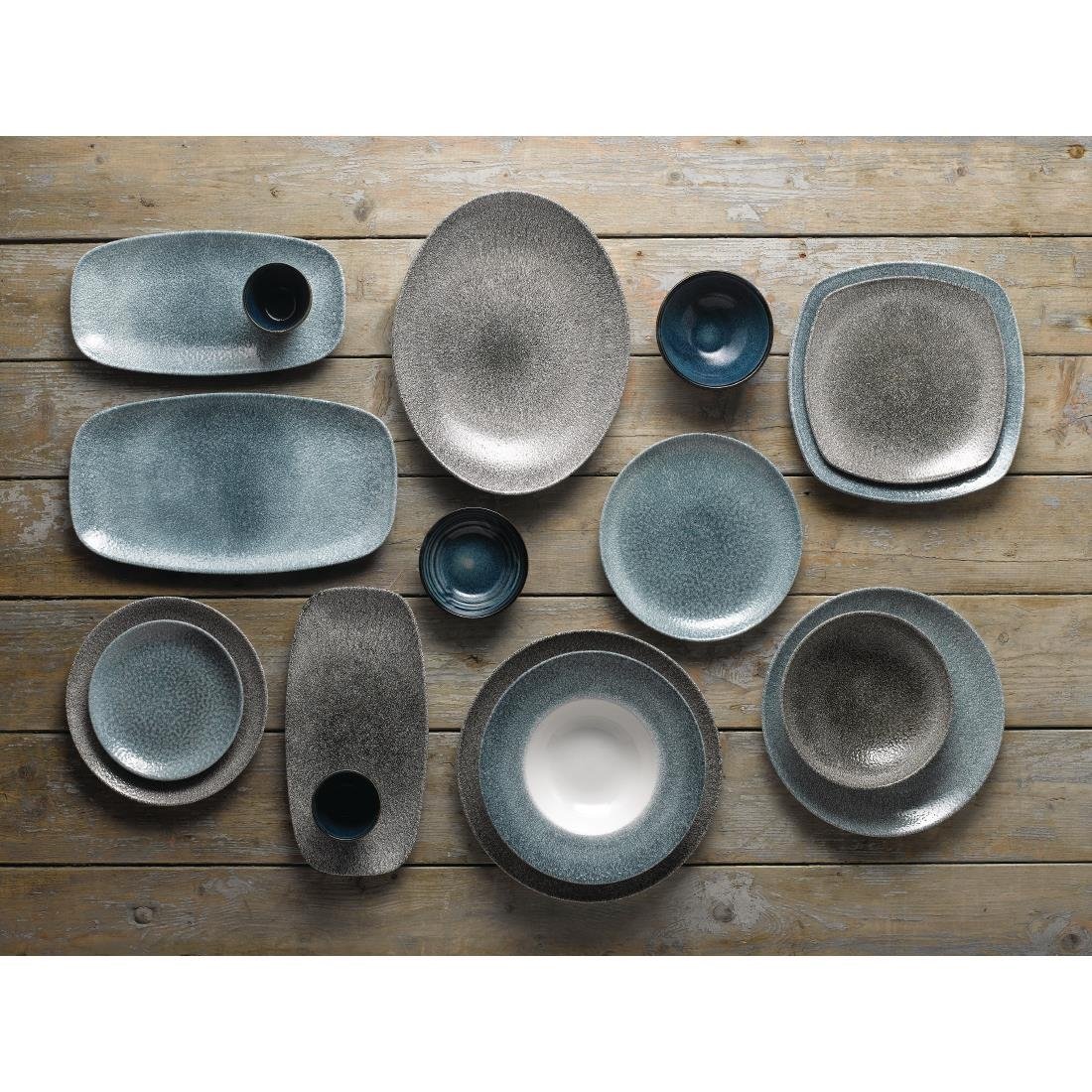 Churchill Studio Prints Raku Oval Coupe Plates Topaz Blue 317mm