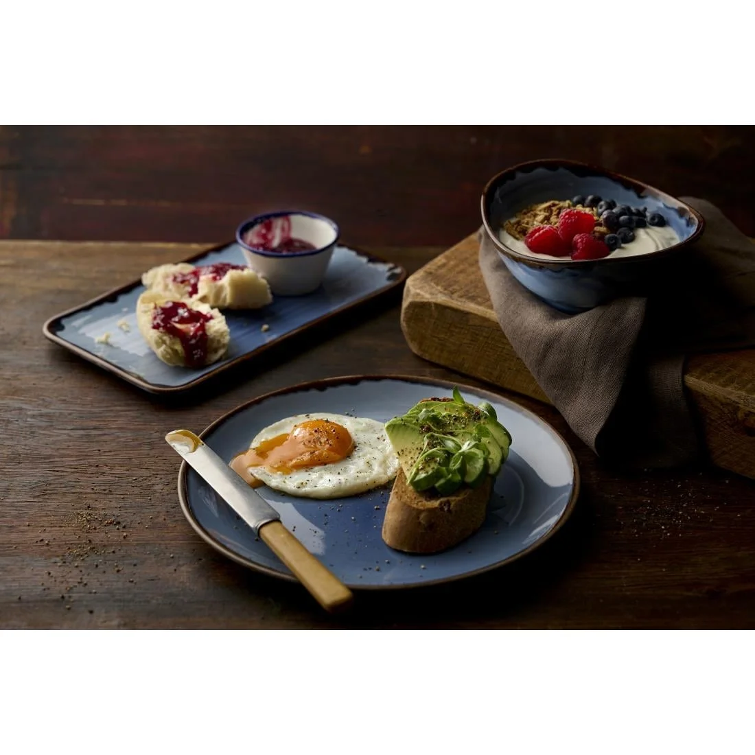 Dudson Harvest Indigo Organic Coupe Rectangle Platter 405x181mm (6 Pack) - Image 2