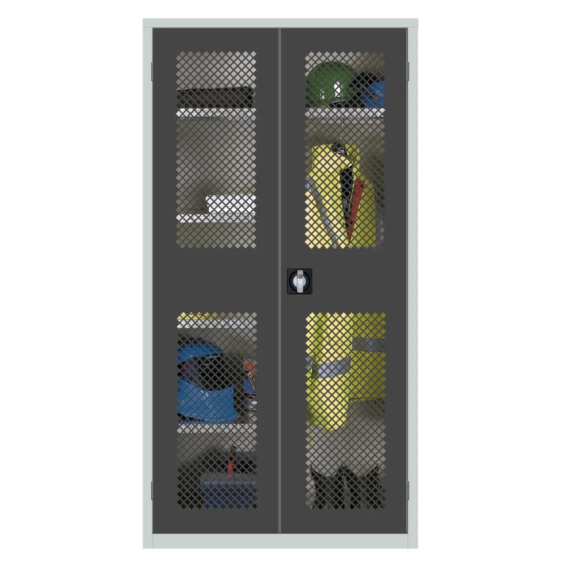 Clothing and Equipment Mesh-Fronted Cupboard Dark Grey