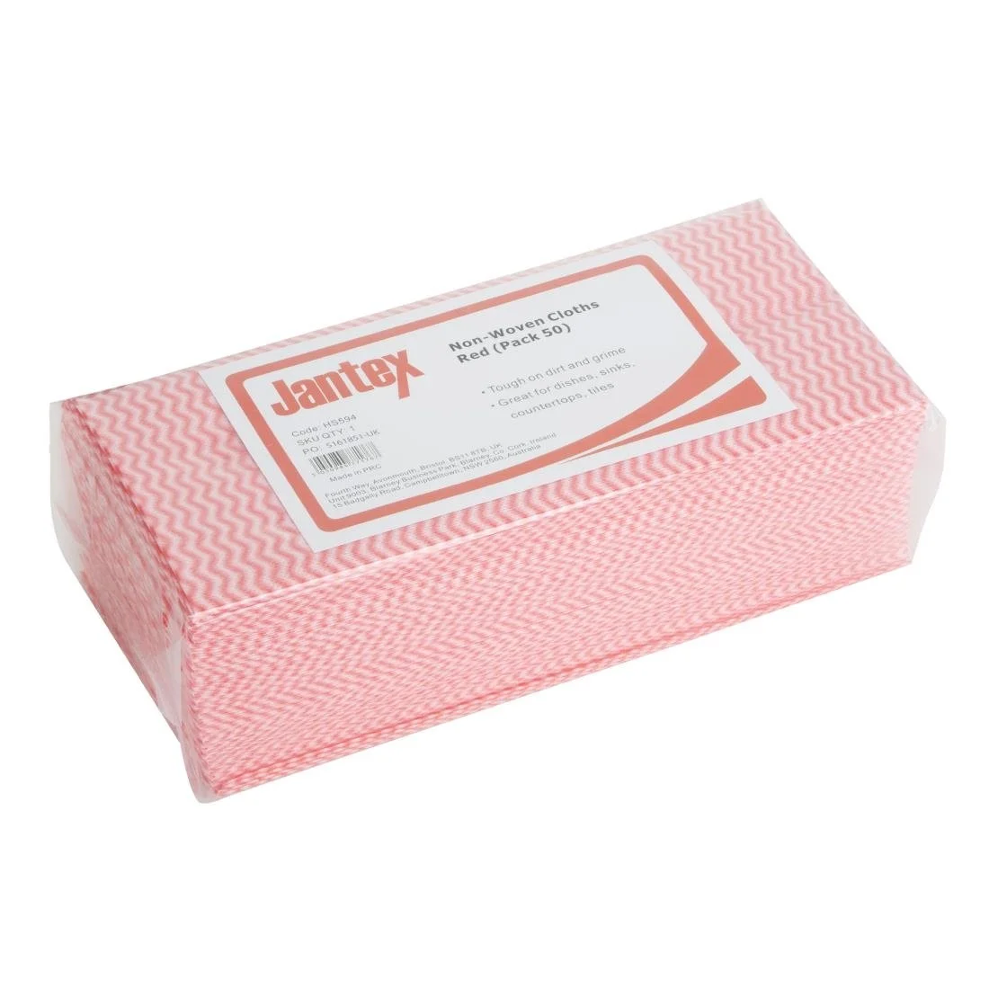 Jantex Non-Woven Cloths Red (50 Pack) - Image 1