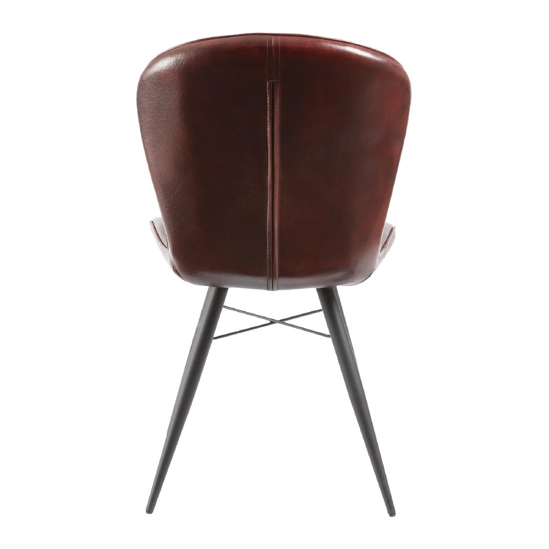Lena Side Chair Claret Red leather (Pack of 2)