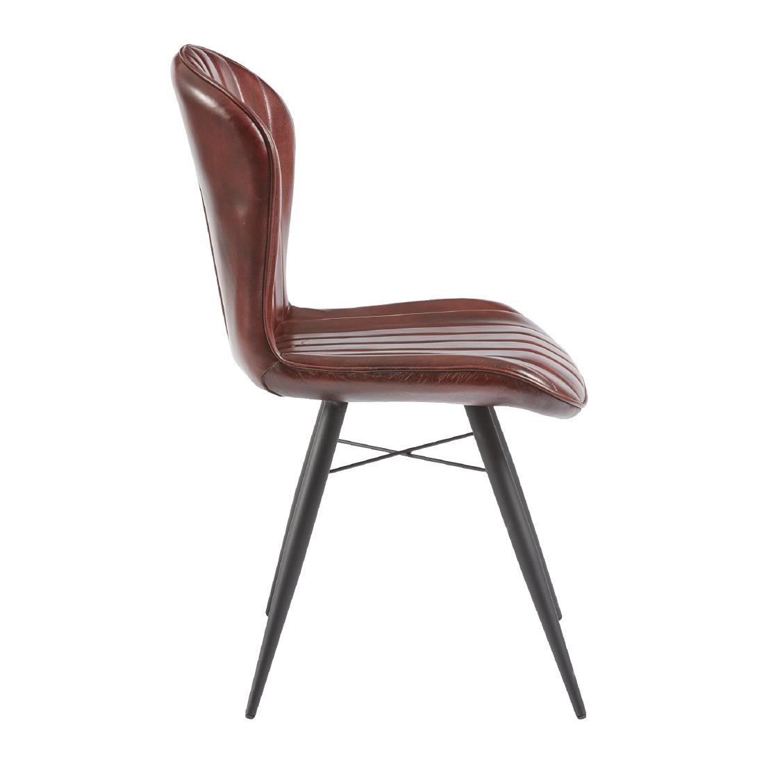 Lena Side Chair Claret Red leather (Pack of 2)