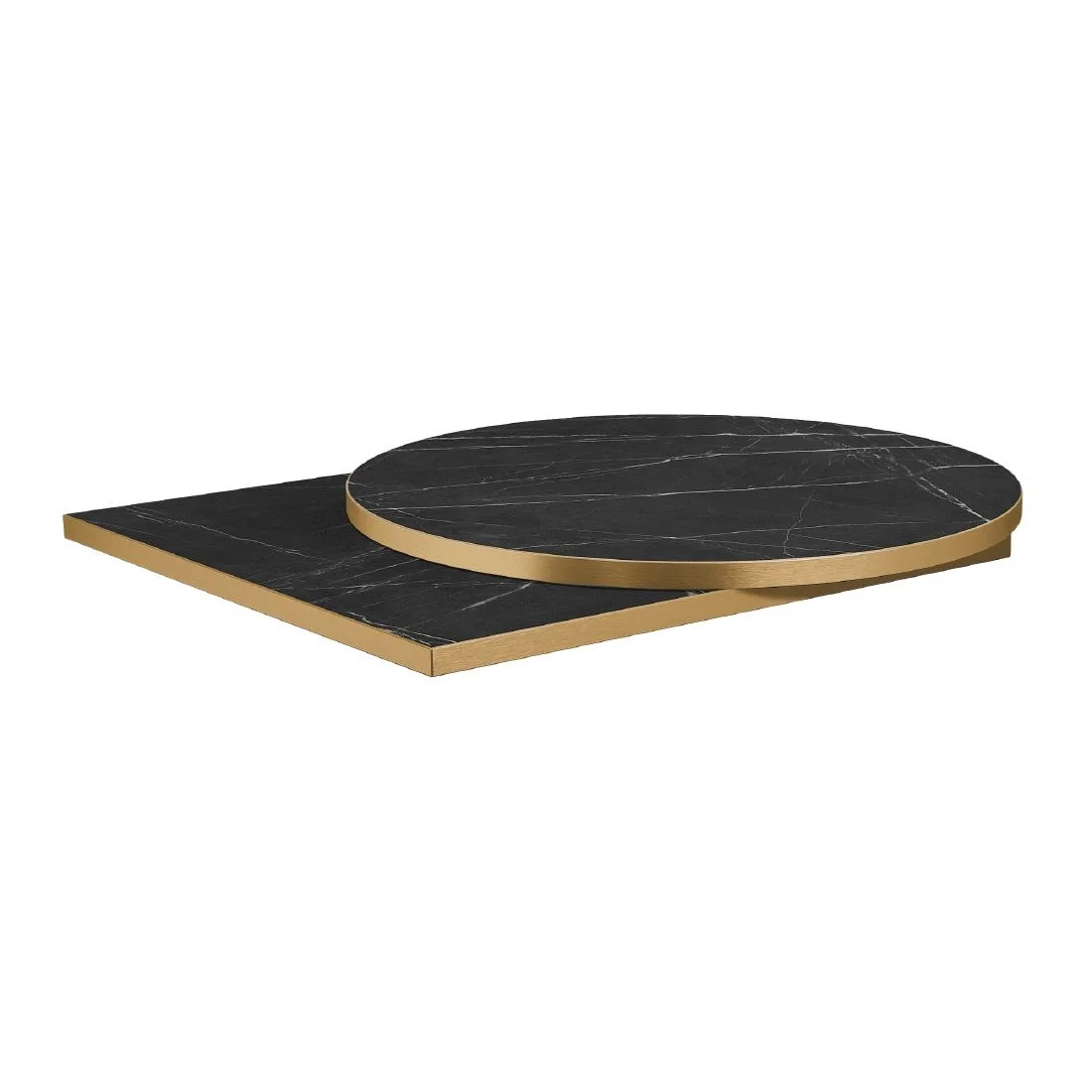 Omega Square Laminate Table Top Black Marble 600x600mm - Image 2