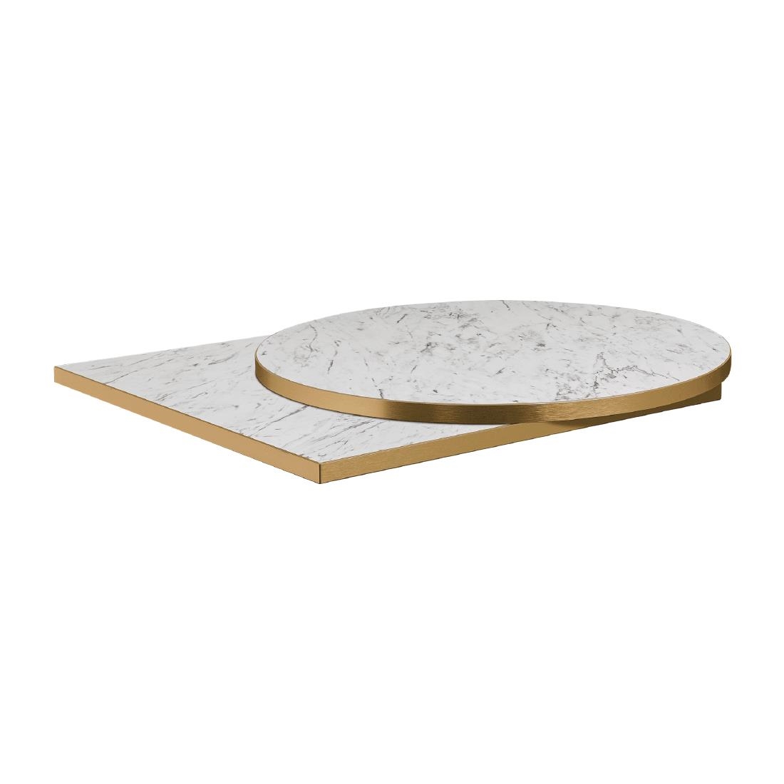 Omega Round Laminate Table Top White Carrara Marble 700mm