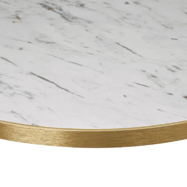 Omega Round Laminate Table Top White Carrara Marble 600mm