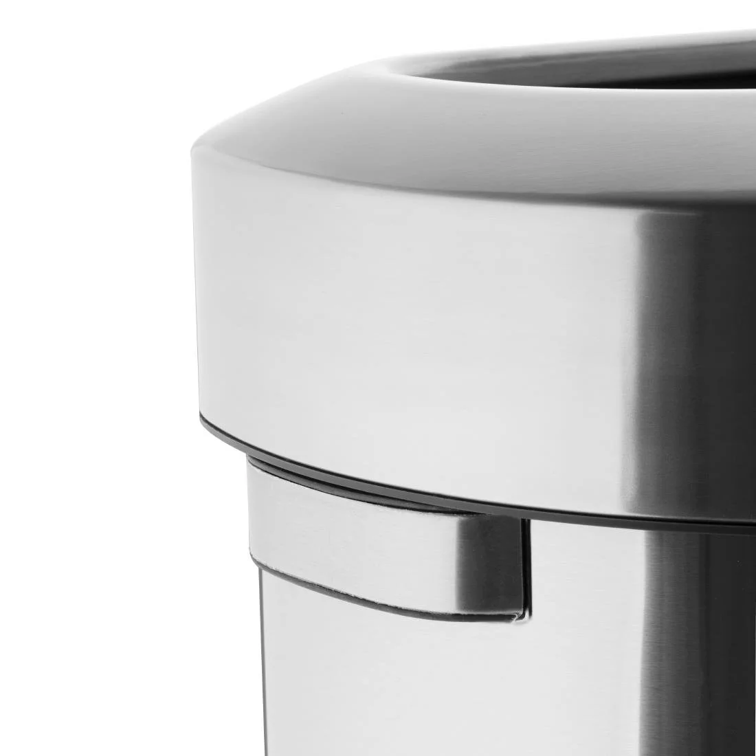 Bolero 'D' Shape Bin with Open Lid Brushed Steel 86Ltr - Image 4