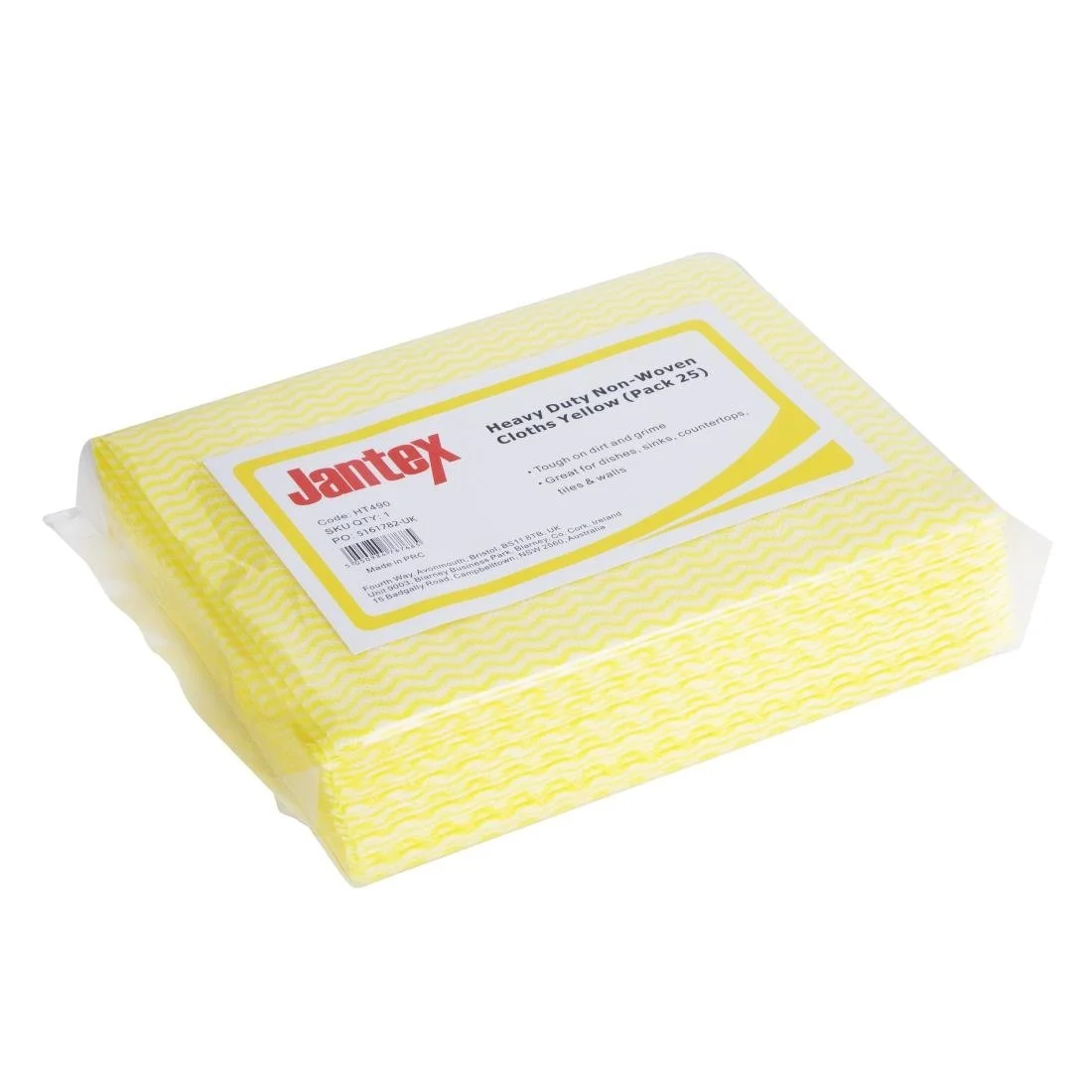 Jantex Heavy Duty Non-Woven Cloths Yellow (25 Pack) - Image 1